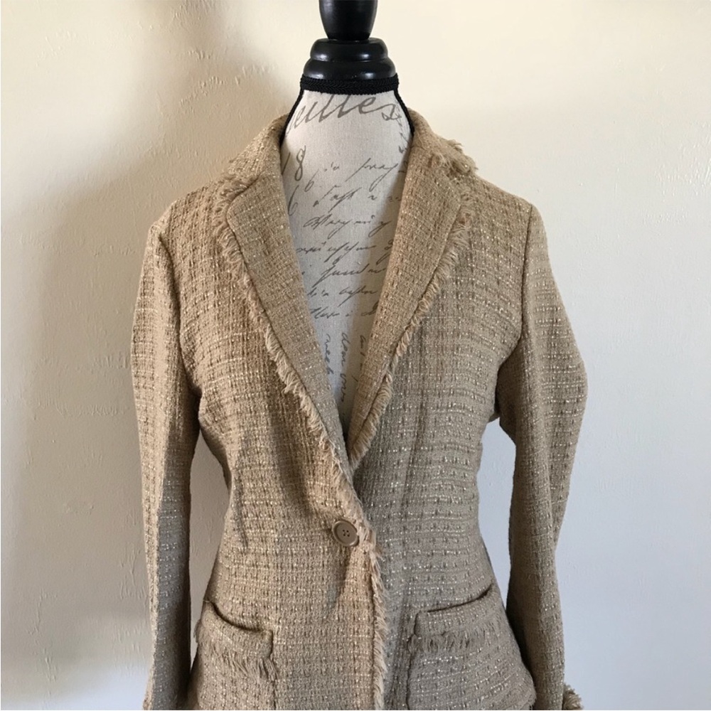 Barneys New York Beige Textured Blazer